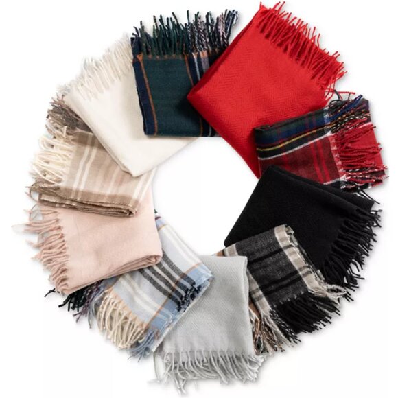 Style & Co. Black Textured Winter Scarf with Fringe Trim - NWT - Picture 3 of 8